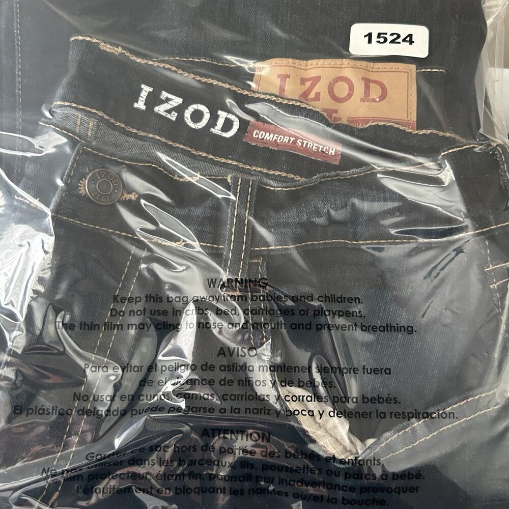 IZOD Comfort Stretch Straight Mens Jeans 34x30 (34X28) Fit Dark Wash Blue Denim - Picture 13 of 13